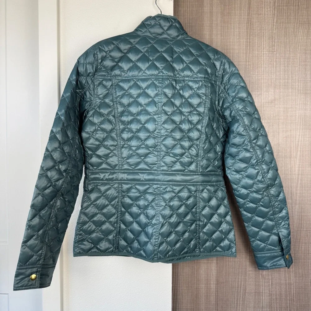 J. Crew Teal Shiny Quilted‎ Down Field Jacket